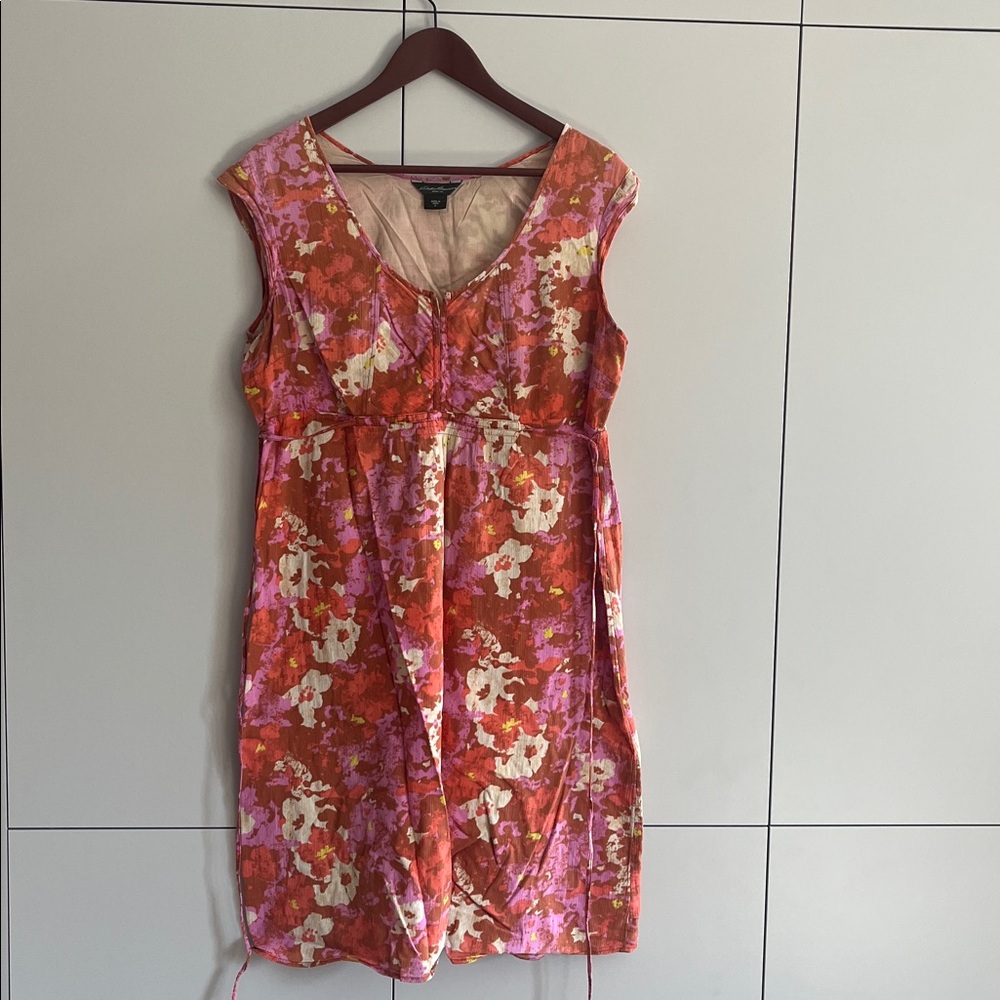 Eddie Bauer Pink and Red Cotton fully lined dress - 10